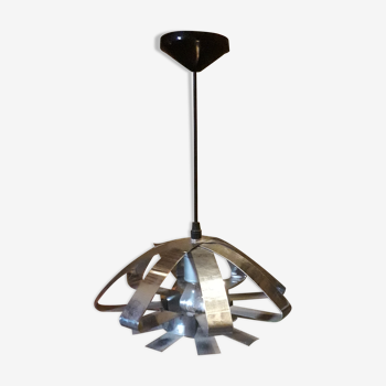 Chrome metal pendant lamp year 70