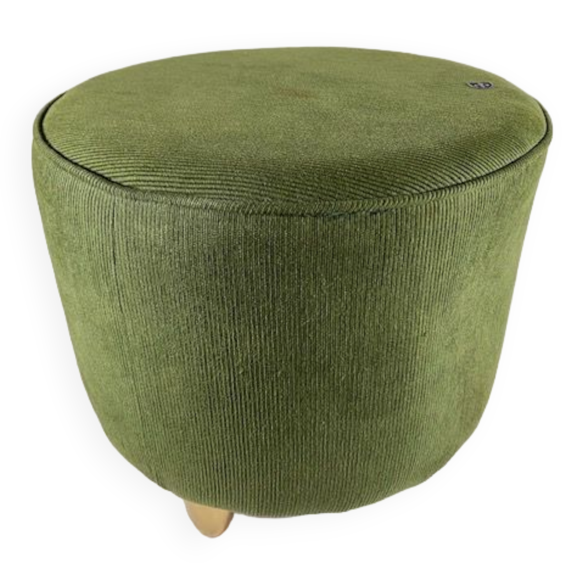 English green velvet pouf