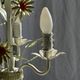 Small vintage cream metal flower chandelier with orange flowers and 3 arms.