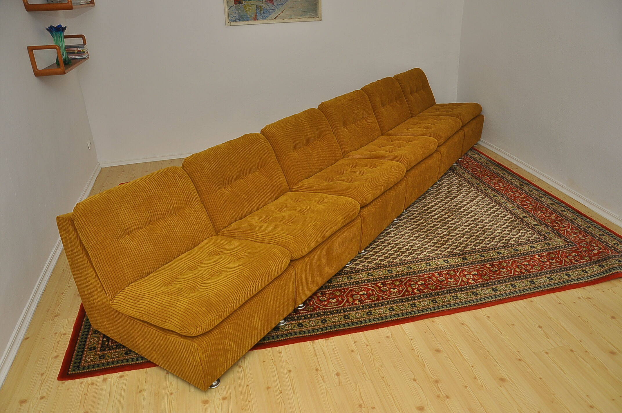 Canapé modulable en velours côtelé, années 1970, set de 6