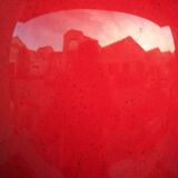 Red ceramic vase