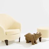 Valérie Courtet rhinoceros sculpture in glazed sandstone circa 2010
