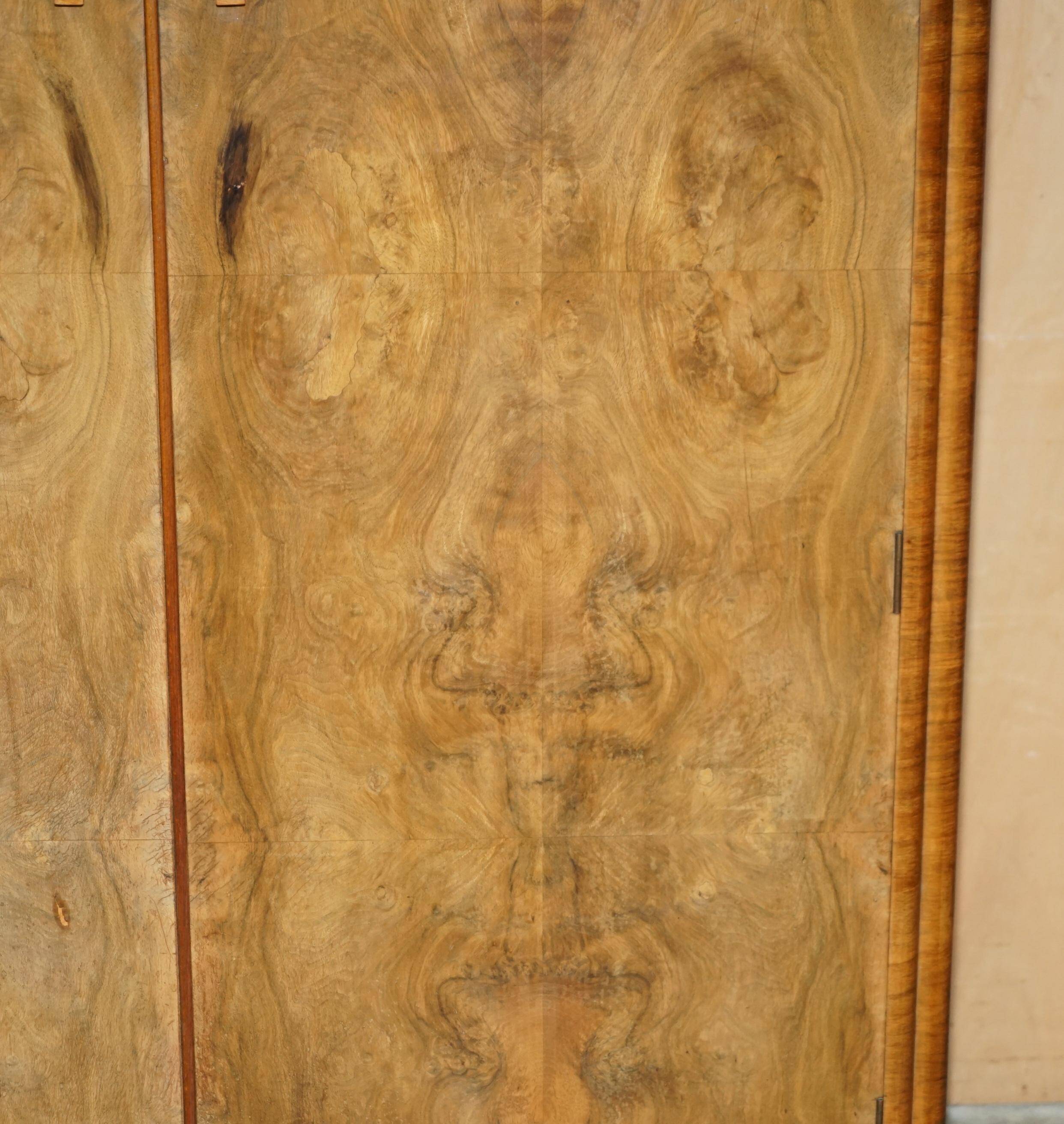 Double Art Deco wardrobe in satin walnut circa 1930