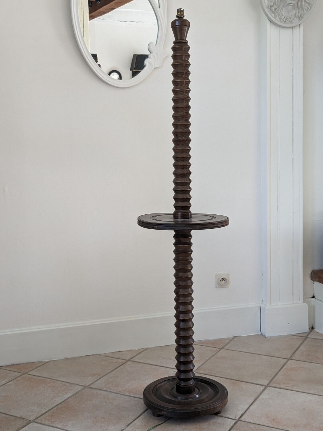 Wooden floor lamp turned 40s