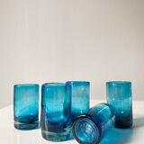Set of five blue glasses