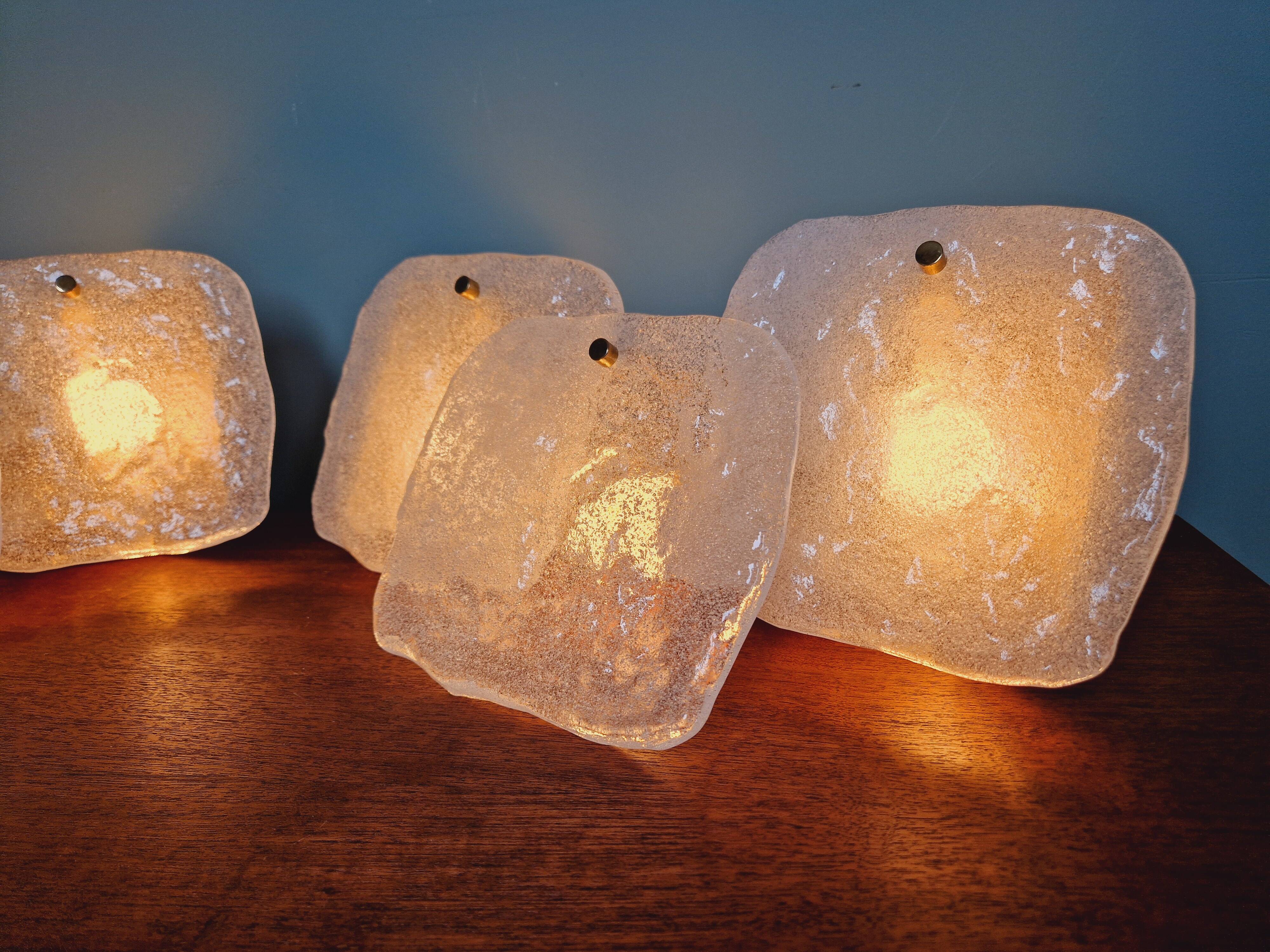 Pair of frosted glass wall lights, Kalmar, 1960s
