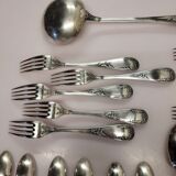 Old silver metal service with box