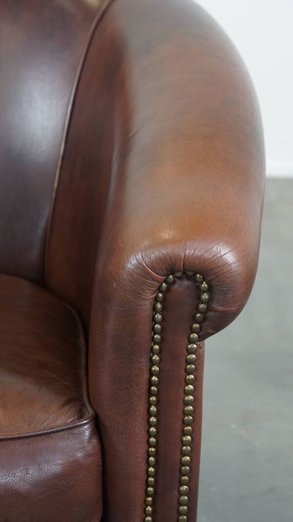 Fauteuil club en cuir de vache de style anglais