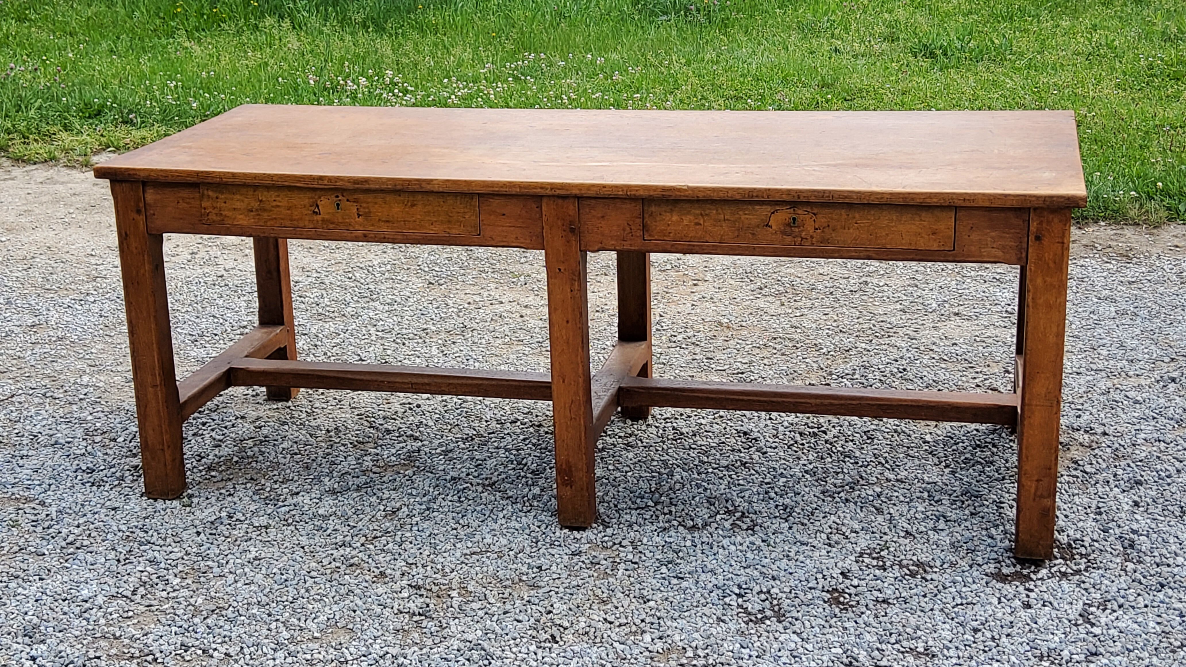 Oak farmhouse table 6 feet 2 drawers 200cm