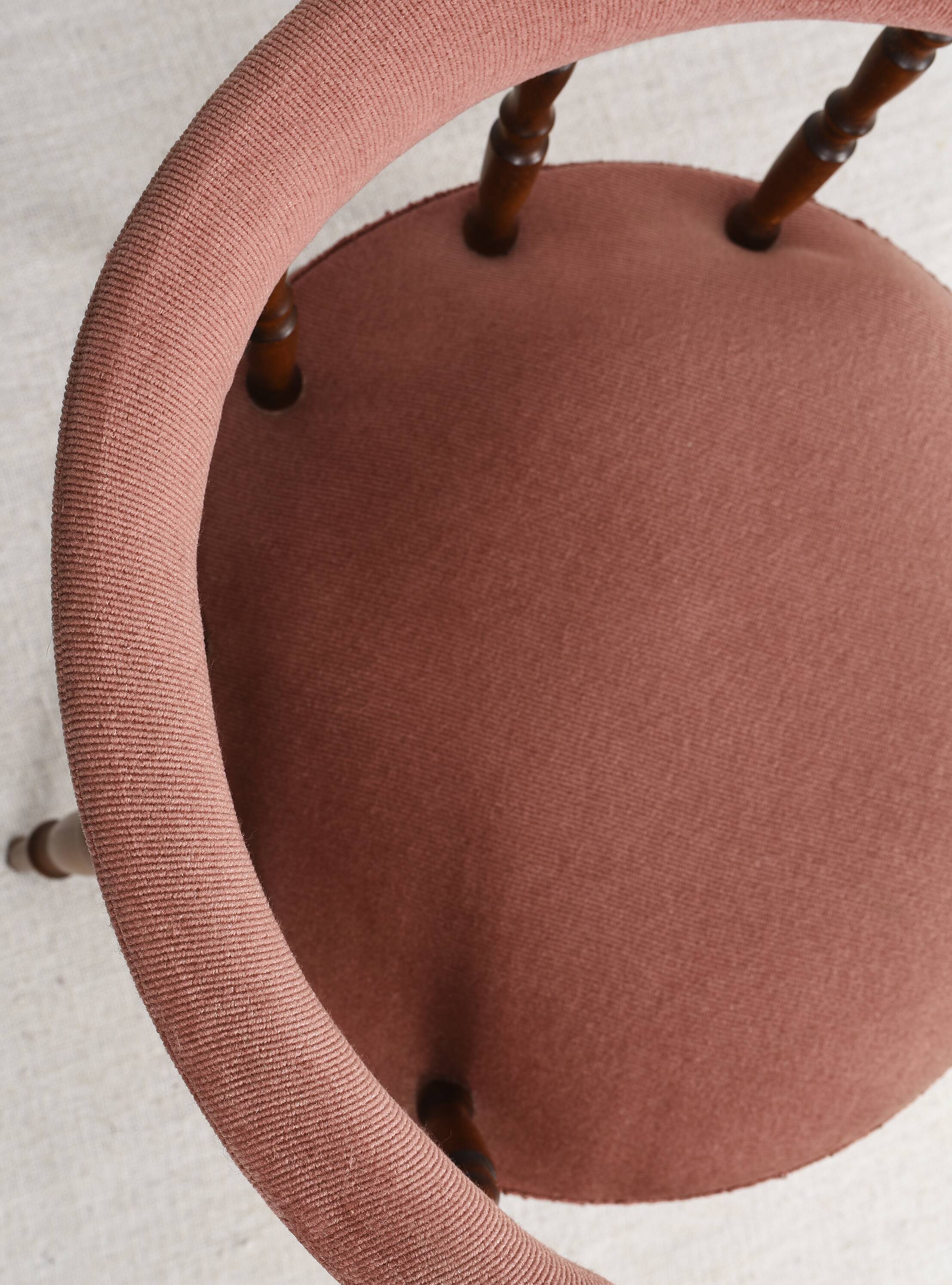 Old velvet armchair, toad style, from the 1950s