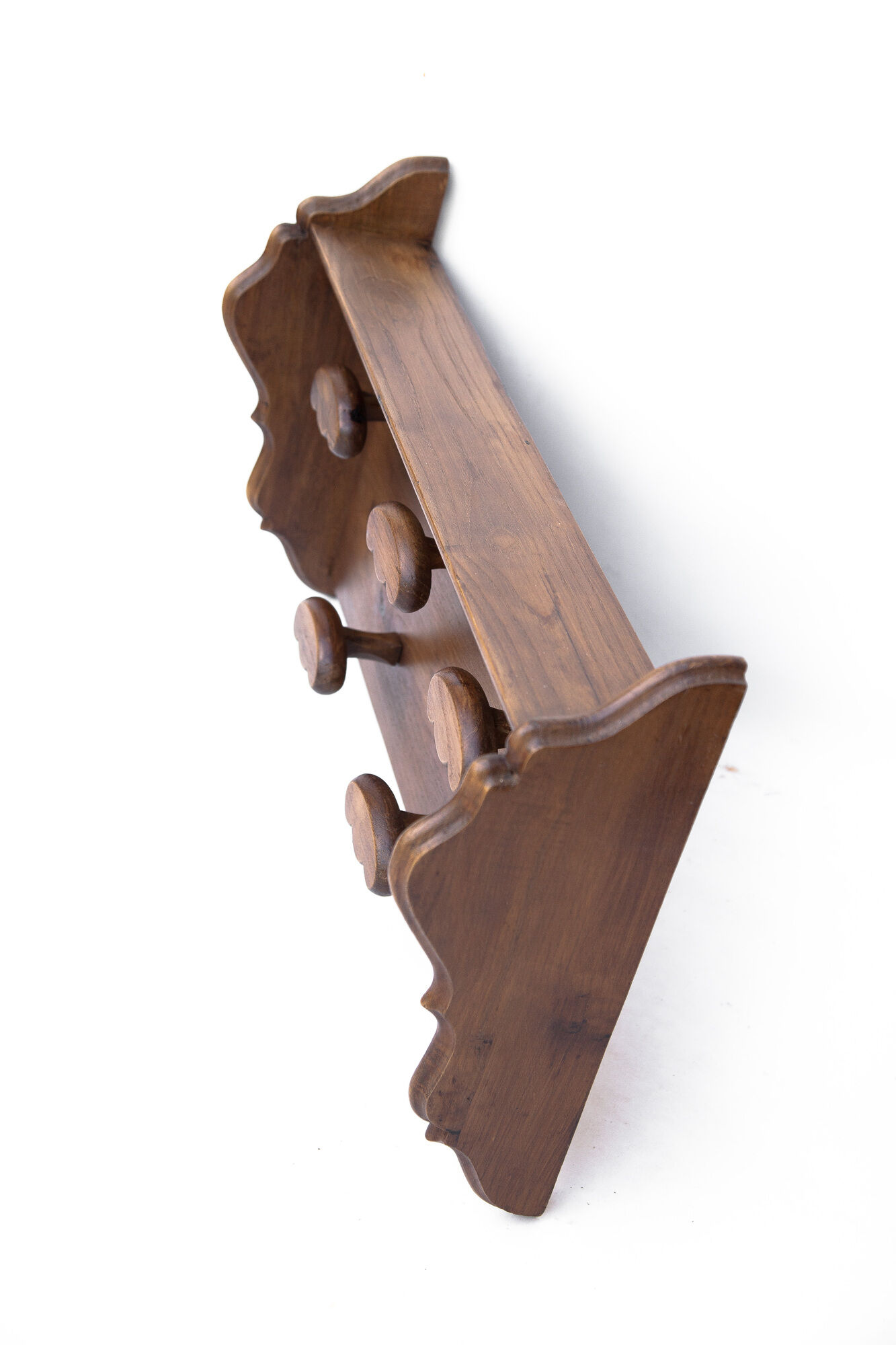 Vintage coat rack, wall-mounted wooden coat rack, 5 hooks, rustic, cloakroom, coat hanger, rack