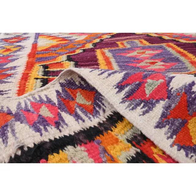 1970s Vintage Turkish Hand-Knotted Wool Cotton Orange Runner Rug 102x330