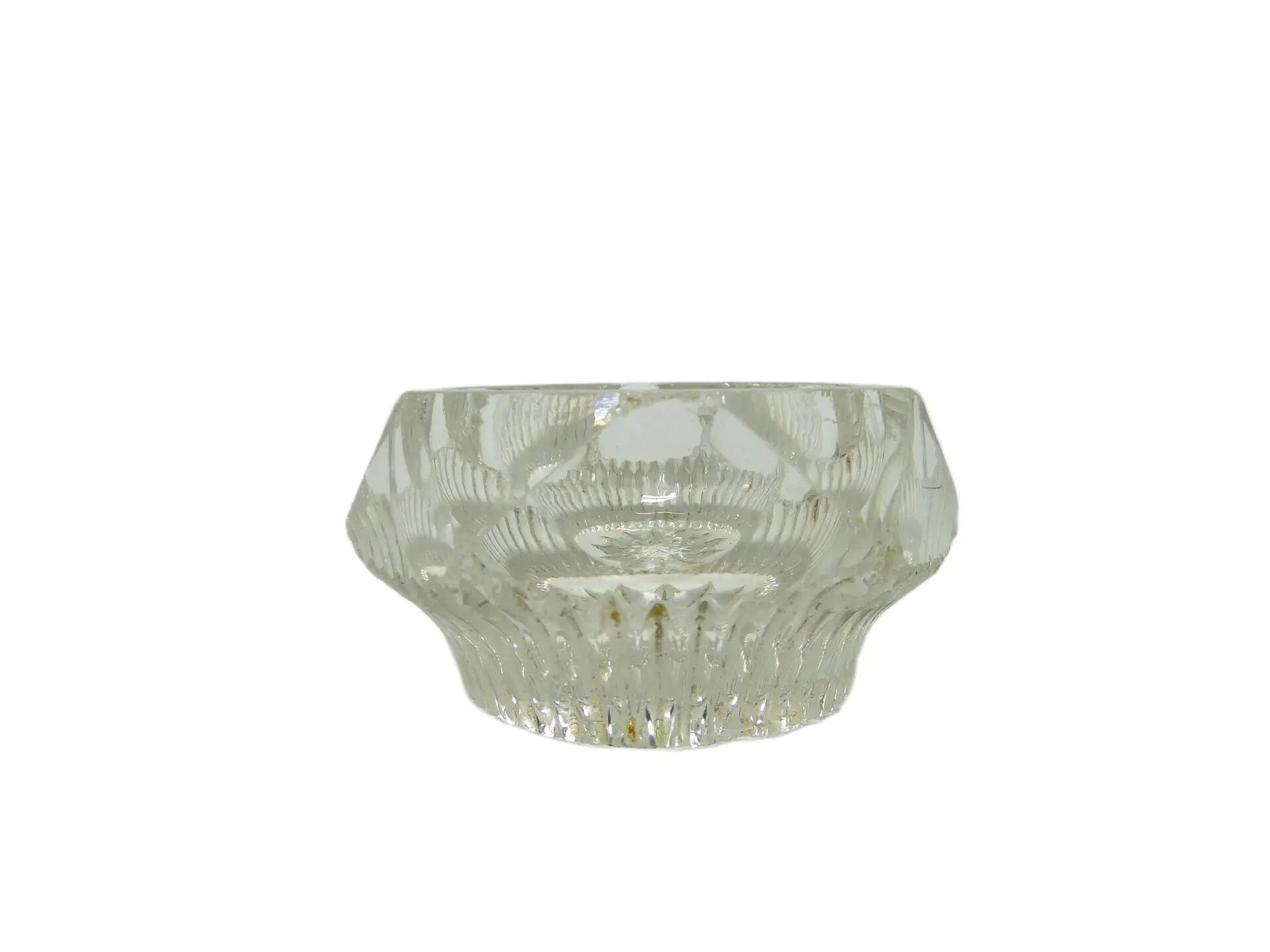 Salt cellar, Art Deco, transparent glass, Ząbkowice, Poland, 1930s.