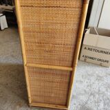 Two-door wicker and bamboo wardrobe
