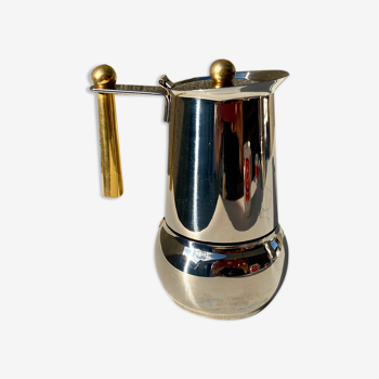 Italian coffee maker kitty oro 3 cups Guido Bergna italy vintage 80 stainless steel and brass