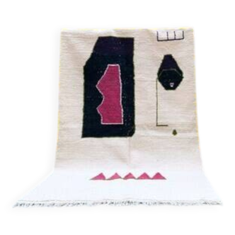 Tapis marocain 250cmx150cm rose blanc et noir