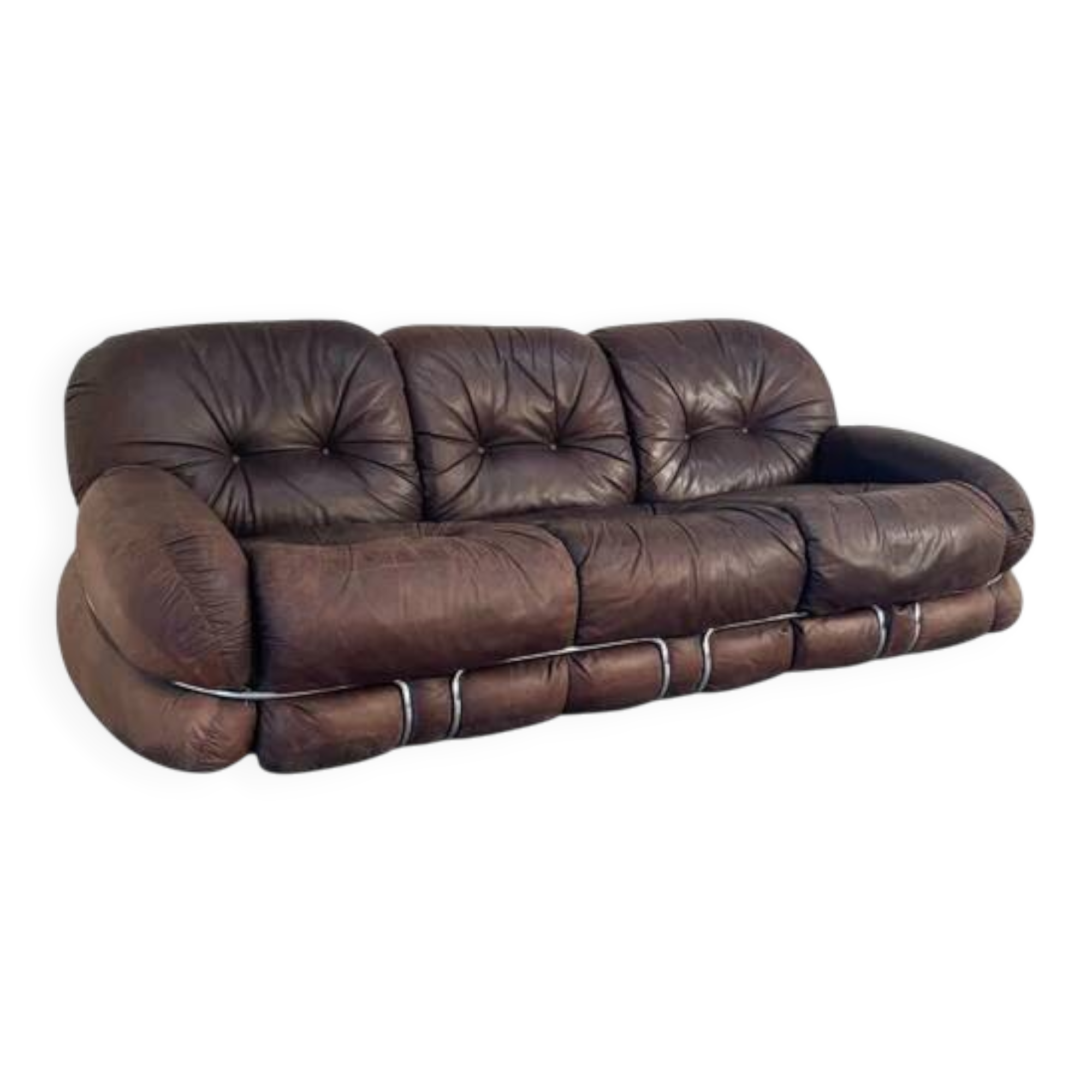 Canapé Okay en cuir d'Adriano Piazzesi, Italie, années 1970