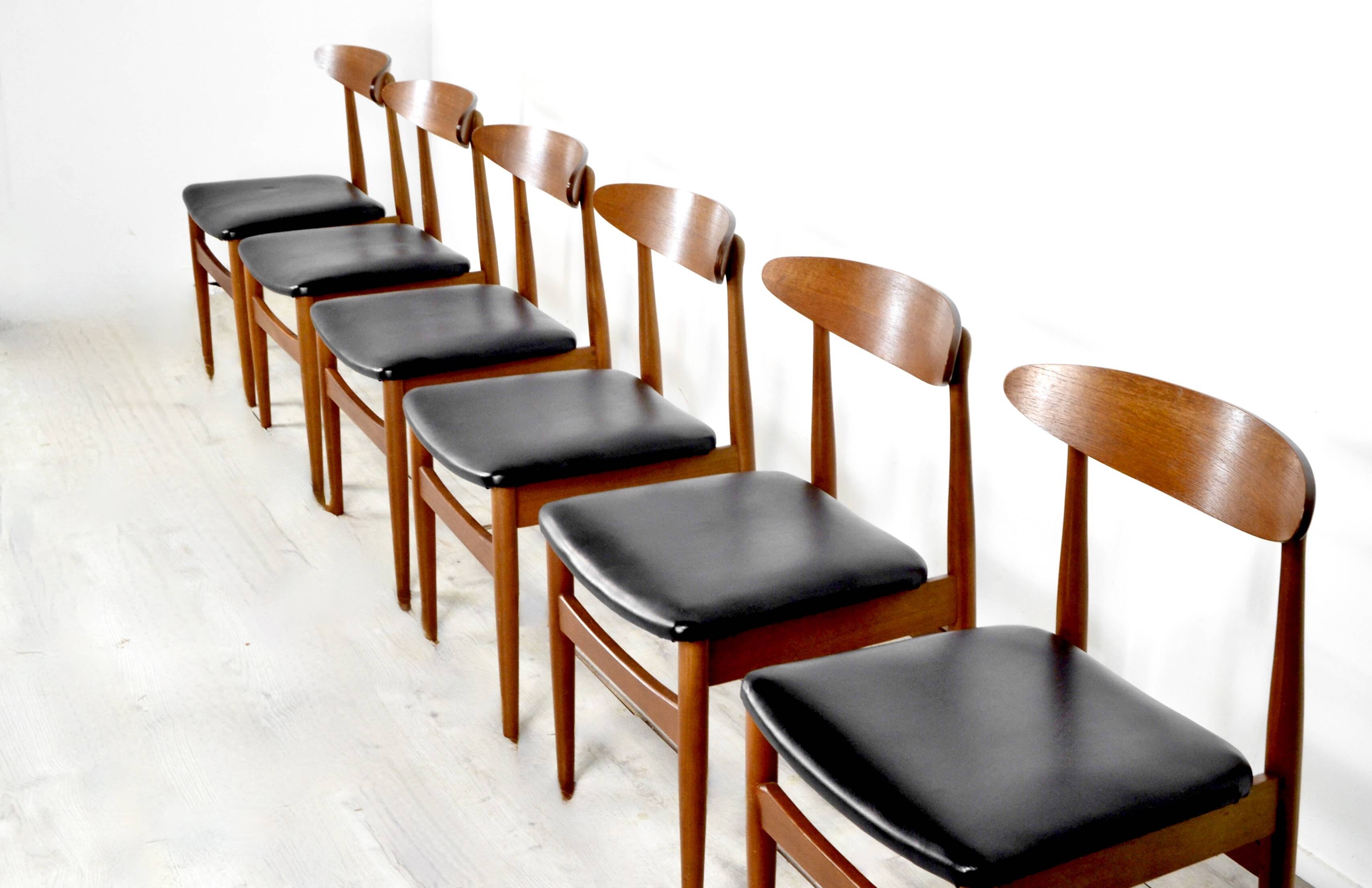Set Of 6 Vintage Midcentury Danish Teak Chairs. Delivery. Modern /