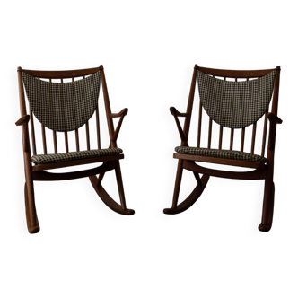 Set of 2 Danish Teak Rocking Chairs Model 182 Frank Reenskaug 1950s