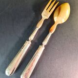 Art Deco Horn & Silver Plated Salad Set – Retro Elegance on the Menu