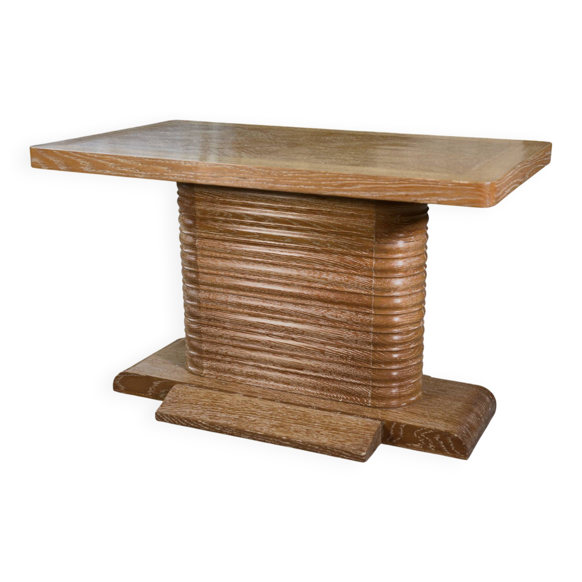 Oak side table attributed to Gaston Poisson, 1960s.