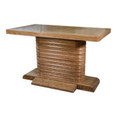 Oak side table attributed to Gaston Poisson, 1960s.