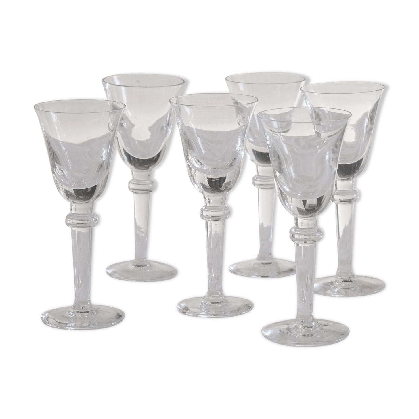 Set 6 mouth-blown wine glasses 50s