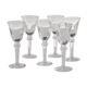 Set 6 mouth-blown wine glasses 50s