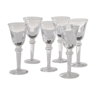 Set 6 mouth-blown wine glasses 50s