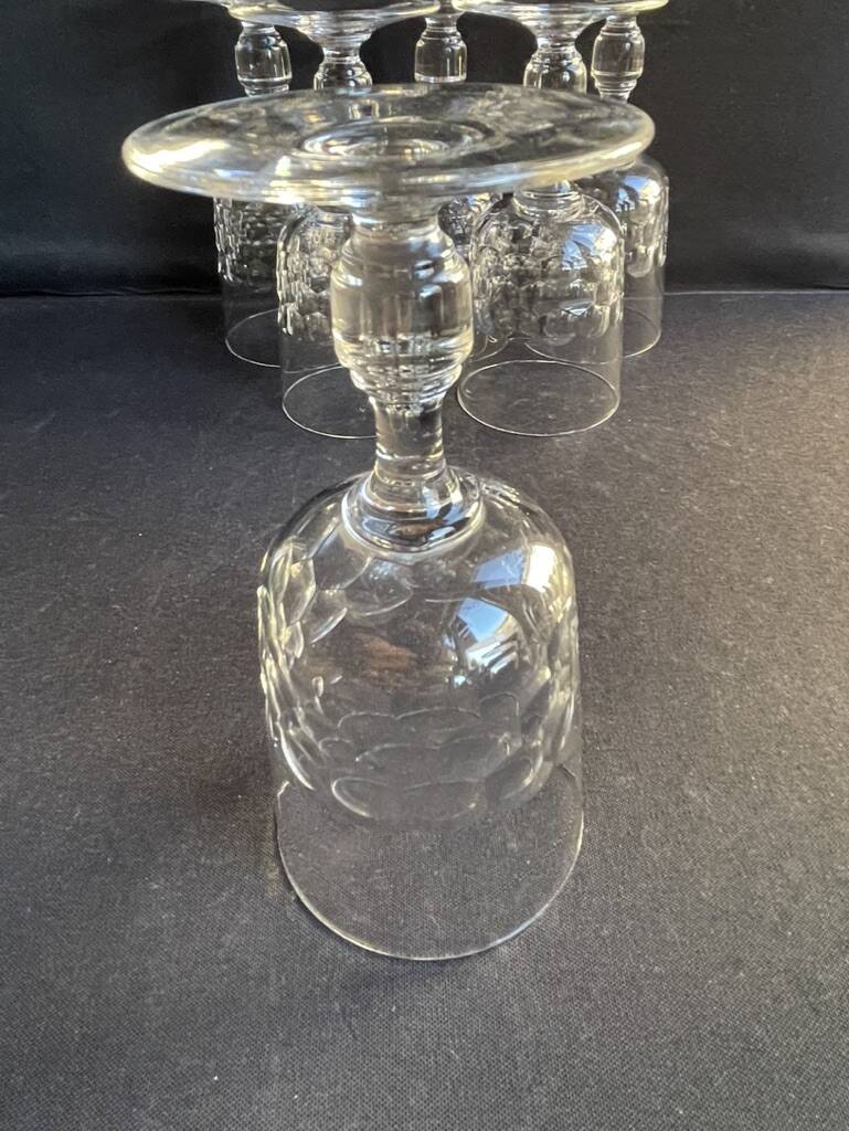 5 Blown and cut crystal water glasses – Art Nouveau