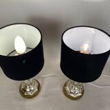 Paire de lampes à poser en cristal églomisé
