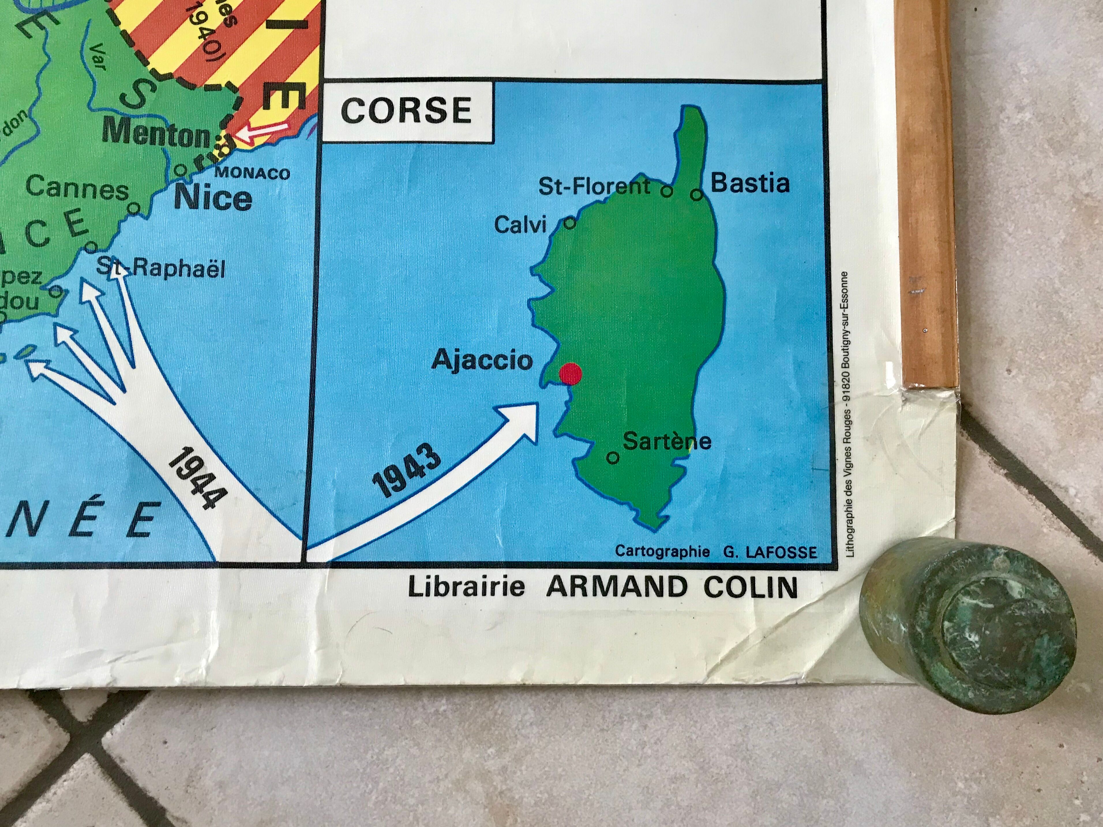 school map Librairie Armand Colin Reinhart and Wagret La France from 1939 to 1945 / 2nd GM 1970