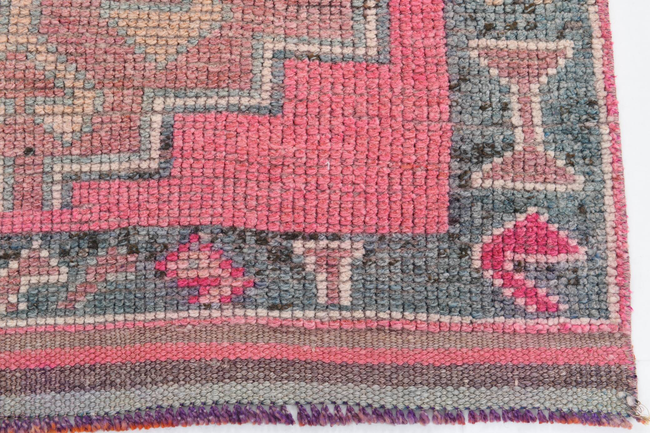 3x10 Pink Vintage Runner Rug, 99x324Cm