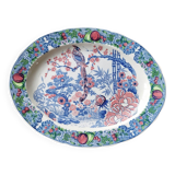 Plat ovale japonisant décor paon