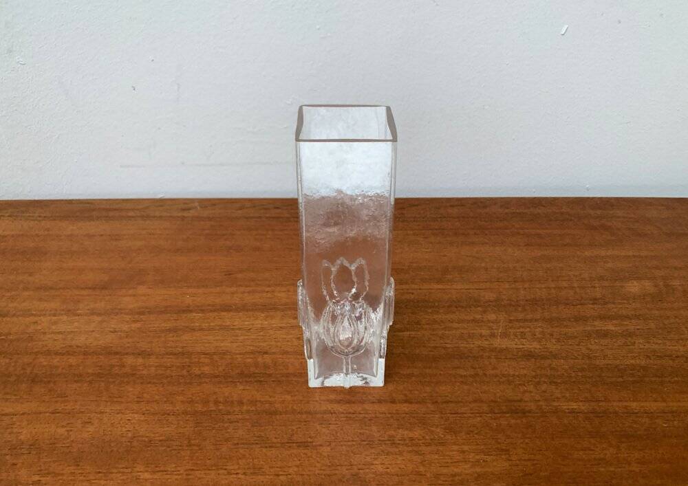 Mid-century Scandinavian glass vase with floral pattern, 1960s.