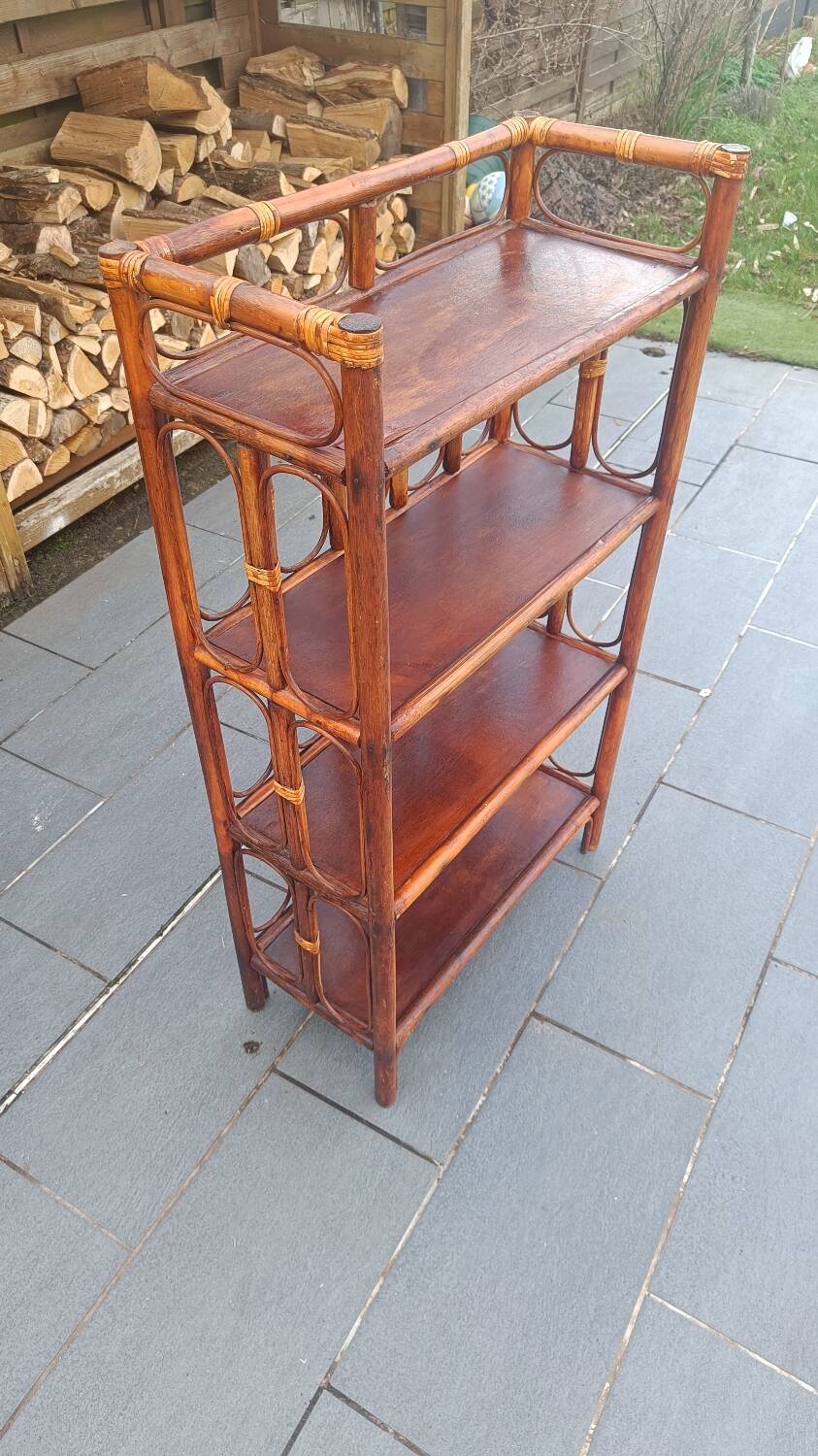 Four-tier rattan shelf