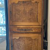 Antique solid wood wardrobe - burl panels and fittings