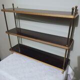 Étagère vintage à poser ou fixer en formica et laiton