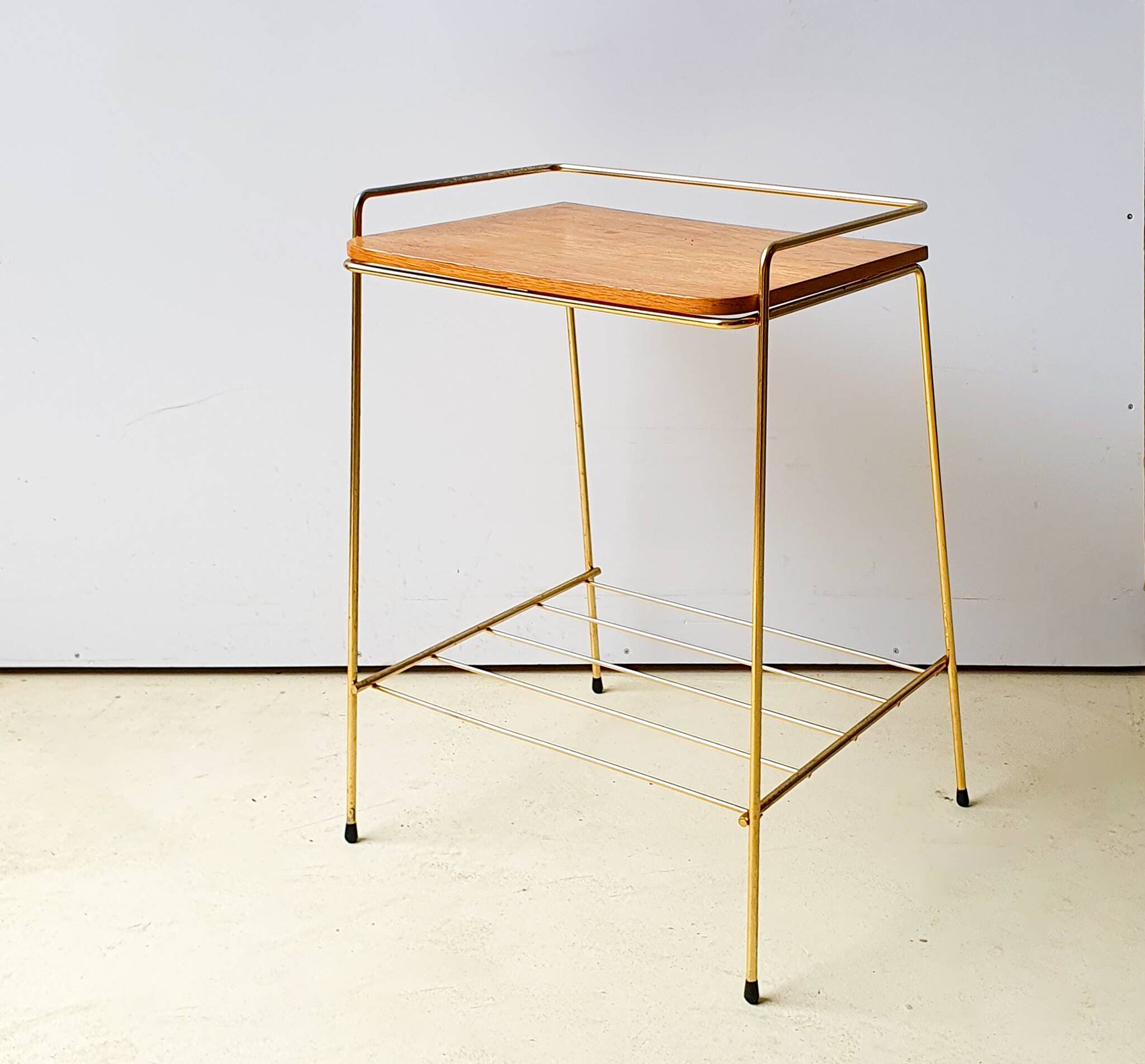 Gold metal bedside table