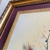 Large HST painting depicting a floral bouquet signed Lina Pont (?)