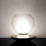 Glass & Chromed Metal Table Lamp, Italy, 1970s