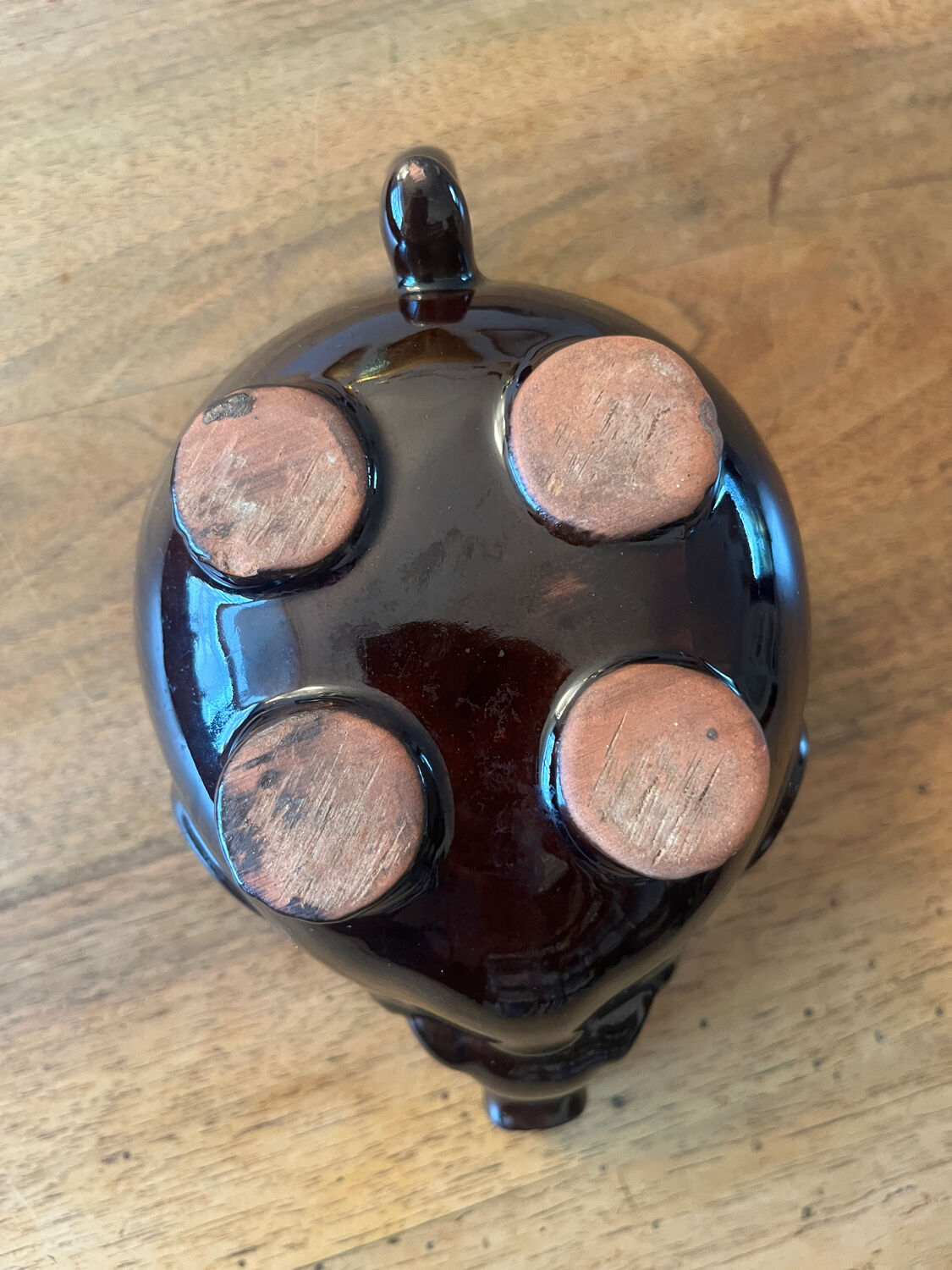 Brown ceramic teapot