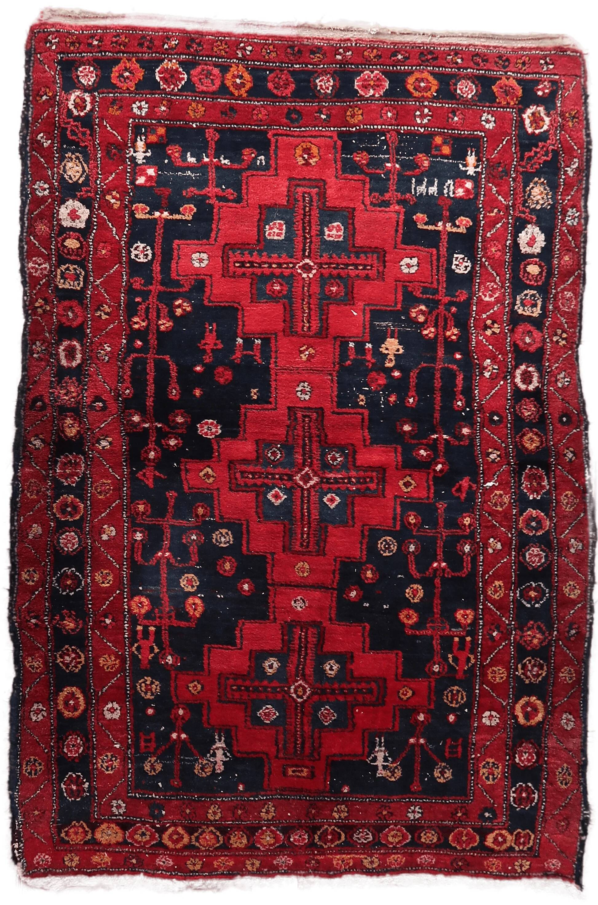 Handmade antique Persian Hamadan rug 142cm x 205cm, 1930s