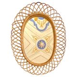 Midcentury Modern Large Sunburst Bamboo and Rattan Mirror, Bonacina, Italy 1960s