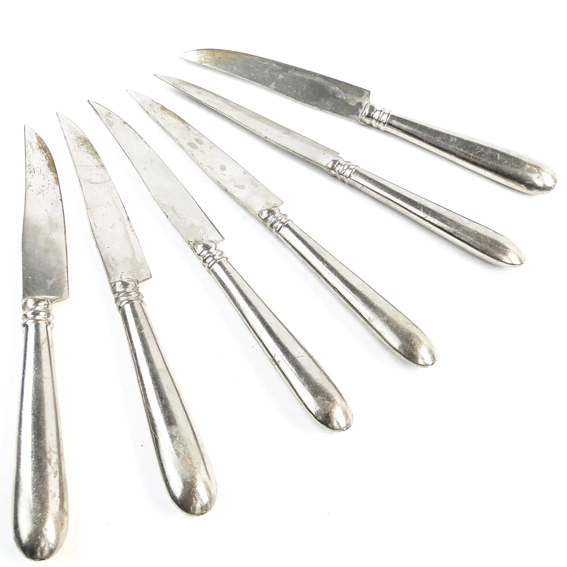 Set of fruit knives, silver-plated white metal, Germany, 1930s