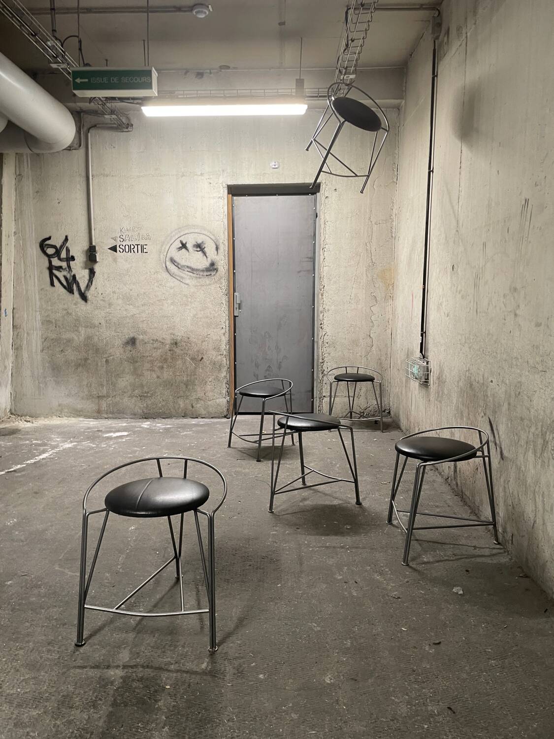 6 silver moon stools by Pascal Mourgue for Fermob 1985