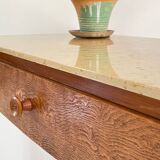 Vintage wood and marble console desk