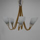 Mid-Century Wood & Glass Chandelier by Dřevo Humpolec, 1960s