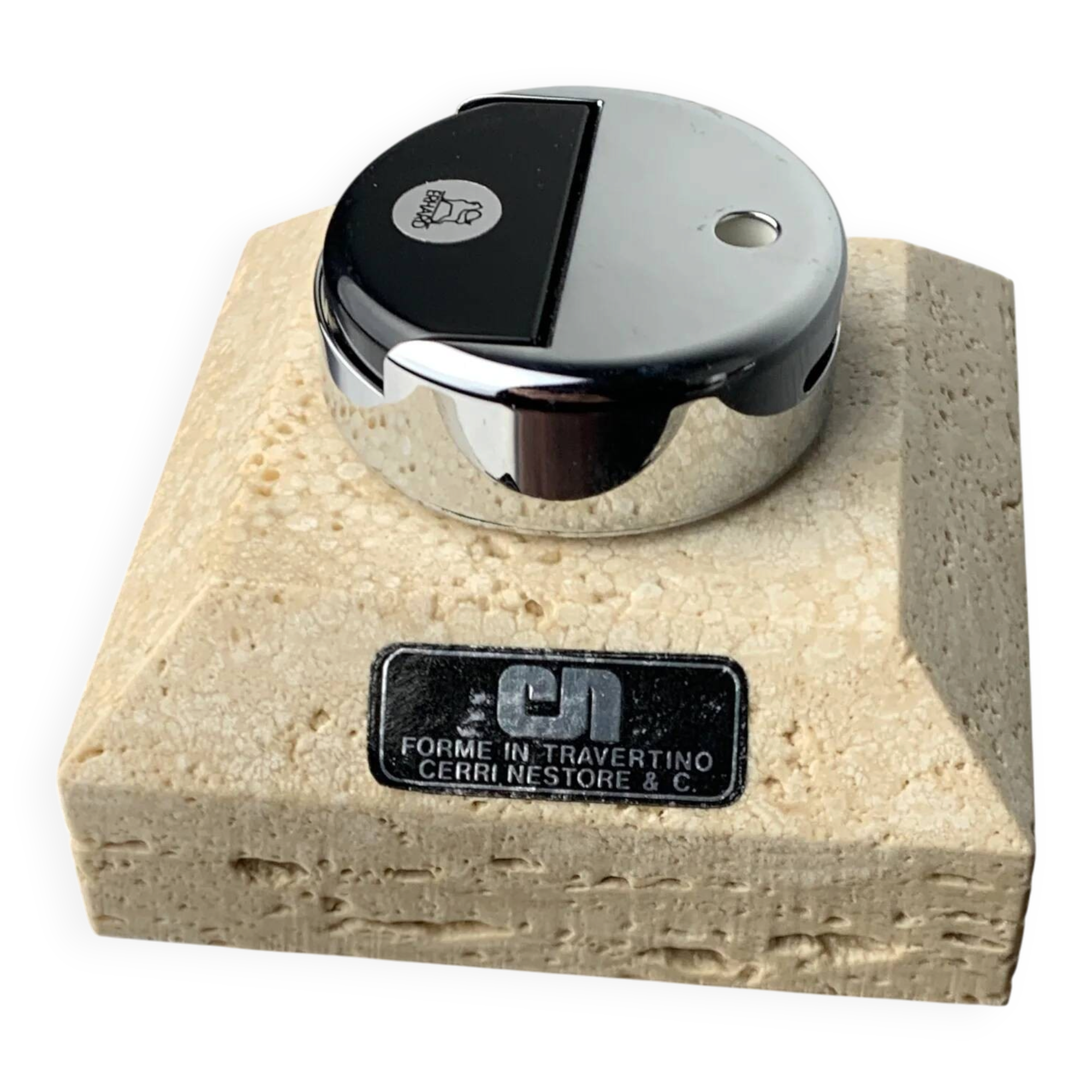 Brutalist lighter by Fratelli Mannelli, travertine, Italy, circa 1970s