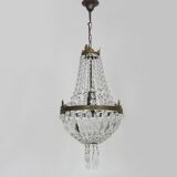 Antique Italian hot air balloon chandelier with glass pendants. Chandelier with pendants.